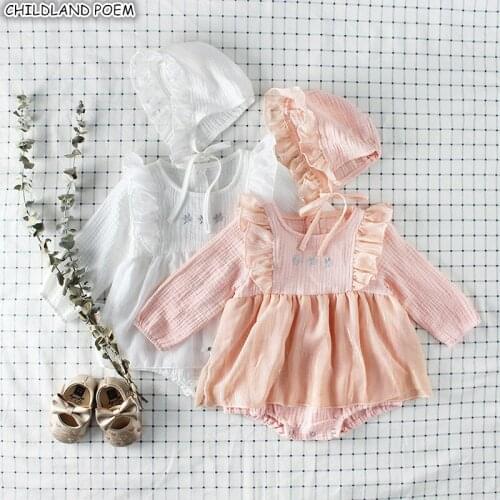 Baby Girls Clothes Autumn Baby Romper Girl Long Sleeve Infant Newborn Baby Clothes lace Princess 1st Birthday Party Clothes