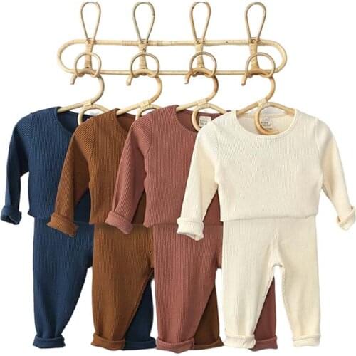 Baby Boys Girls Pajamas Set Toddler Kid Sleepwear Long Sleeve Casual Pullover+Long Trouser Pants Clothes Cotton Nightwear Outfit
