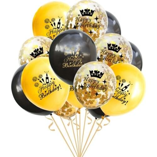 Happy Birthday Crown Confetti Latex Balloons Set Rose Gold Birthday Balloon Birthday Party Decorations Adult 12inch 2.8g 15pcs