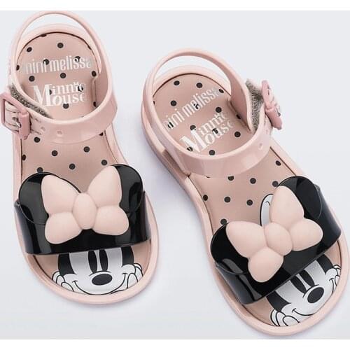 2021 Disney New Mini Melissa Children Shoes Mickey Mouse Minnie Bow Jelly Sandals Disney Cute Girls Sandals Melissa Beach Shoes