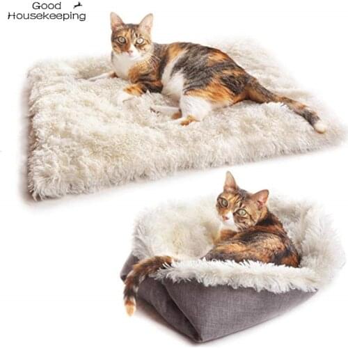 Pet Bed Foldable Washable Pet Dog Cat Sleeping House Nest Plush Pet Dog Bed Winter Warm Portable Pets Bed Soft Mats House New