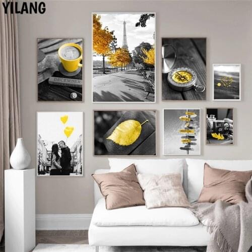 Modern Home Decor Landscape Picture Wall Art Canvas Painting Europe City Yellow Retro Decor Poster And Print For Living Room