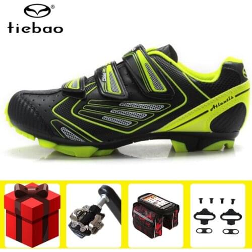 Tiebao Sapatilha Ciclismo Mtb Cycling Shoes Men Add SPD Pedal Set Mountain Bike Sneakers Women Nylon-fiberglass Athletic Shoes