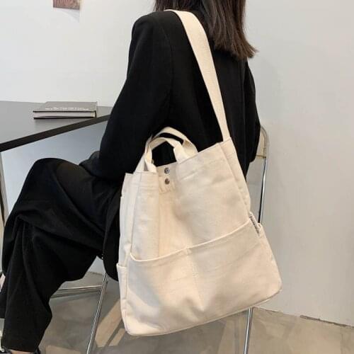 Canvas Shoulder Bag New Girls' Handbag Large Capacity Satchel For Art Students Crossbody Bags For Women Multi-pocket