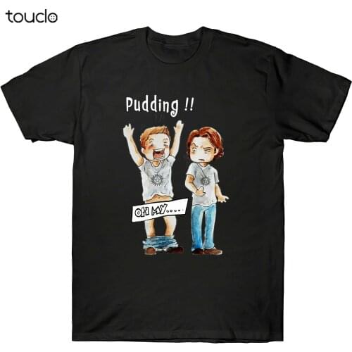 Supernatural Pudding Dean & Sam Winchester Oh My Funny Mens T-Shirt Black White