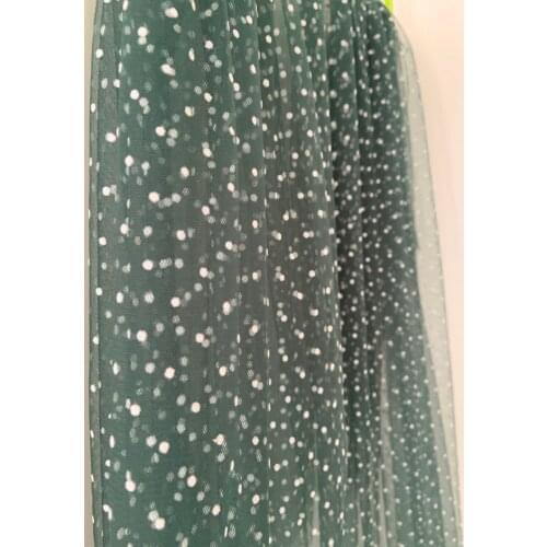10 yards 140 cm width Dark green tulle Lace fabric with polka dots