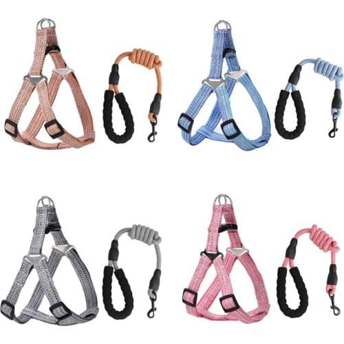 Dog Harness with Leash Set Comfortable Adjustable Breathable Pet Puppy Vest Harness for Daily Walking Outdoor Training