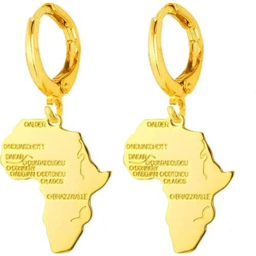 WEIYU Gold Color Muslim Earrings African Map Earrings For Women Drop Eearrings Jewelry Girl/Congo/Sudan/Egypt/Ethiopian/Nigeria
