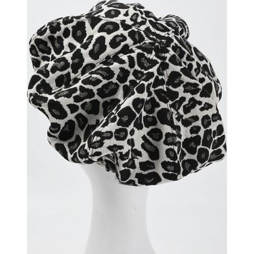 Japanese Sweet Cool Leopard Print Cloud Beret For Autumn Winter New Fashion Retro Berets Female Korea Oversized Painter Hat
