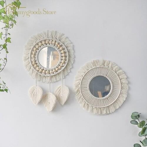 New Mirrors For Bedroom Round Mirror Macrame Mirror Wall Boho Home Decor For Apartment Living Room Bedroom Baby Nursery Dorm Toy