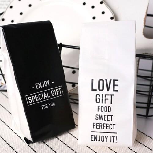 10PCS Creative Black White Biscuit Candy Bag Frosted Stand Up Big Capacity Bag Cookie Plastic Candy Wedding Party Gift Bags
