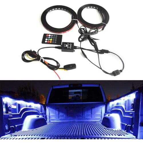 2X Car Truck Pickup Bed Tailgate Underbody Side Marker LED Light bar Kit Wireless Remote Light Atmosphere Decor Lamp Strip