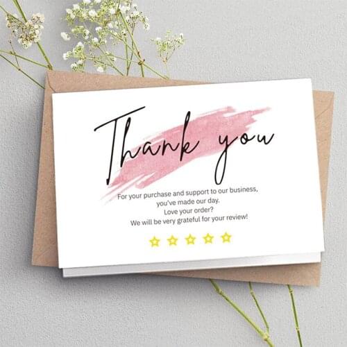 30PCS/Pack Paper Greeting Thank You Notes Cards, Blank Inside, Handwritten Style Package Inserts for any Small Business Purchase