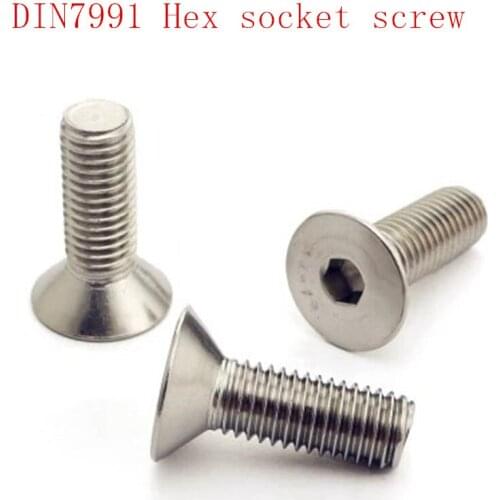 5-50PCS Allen Key Head DIN7991 M2 M2.5 M3 M4 M5 M6 Stainless steel 304 or black hex socket Flat countersunk head screw