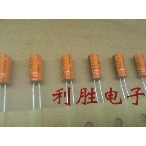 30PCS/50PCS Brand new authentic Japan NICHICON aluminum electrolytic capacitor 50V1UF 5X11 KL series free shipping