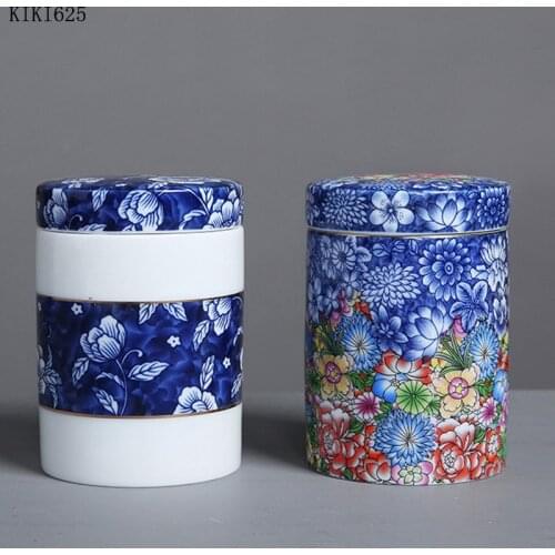 Color Flower Ceramic Storage Jar Tea Organizer American Sealed Storage Container Candy Food Sealed Jar Kitchen Canisters Set New
