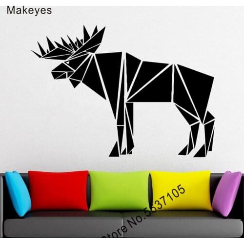 Makeyes Triangles Elk Wall Stickers Animal Livingroom Decoration Wall Decal Home Modern Decoration Murals Elk Pattern Decor Q757