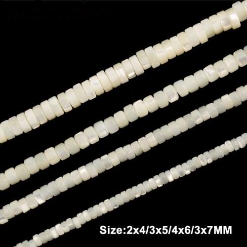 Natural White Mother of Pearl Mop Shell Beads Loose Spacer Beads for Jewelry Making Bracelet Necklace 2*4mm 3*5mm 4*6mm 3*7mm