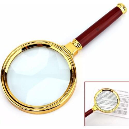 New 6X 80mm Handheld Magnifier with Wooden Handle Metal Frame Magnifying Glass Loupe for Reading Jewelry