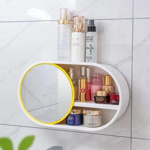 Bathroom Organizer For Cosmetic Wall-mounted Skin Care Product Rack Dust-proof Lipstick Storage Makeup Storage Box