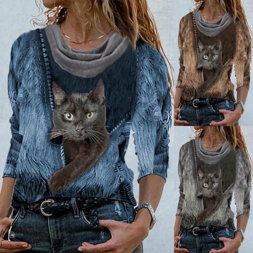 Tie-dye Printed Shirts Animal Embroidery Blouse Women Long Sleeve Pullover O-neck Blouses Tops Korean Fashion Blouses Blusas