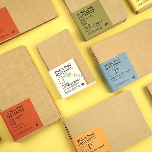 Midori Travelers TN Spiral Ring Note A5,B6 No Ruled Line Pattern Desert Camel,Watercolor Paper,Card File,Photo file