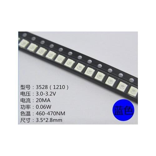 XIASONGXIN LIGHT 100pcs/lot 1210 3528 SMD LED Ultra Bright Blue Light Diode 470-475NM 3.0-3.6V Chip led lamp high lighting