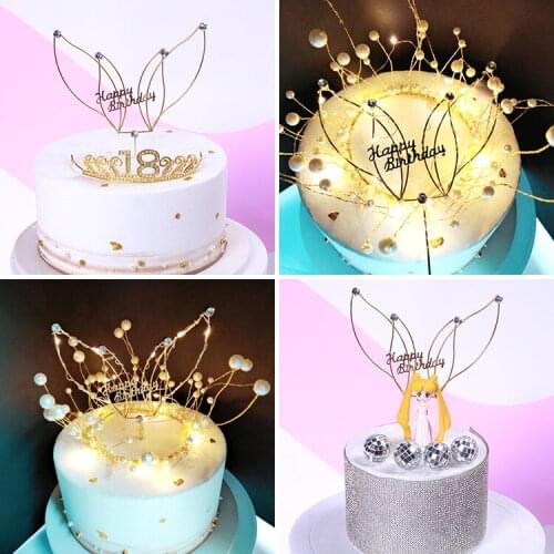 Golden wings cake plug-in three-dimensional wrought iron fish tail birthday cake decoration card insert flag baking accessories