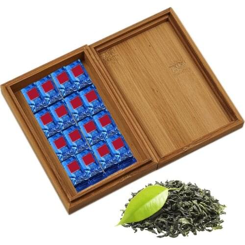 Tea Storage Box Bamboo and Wood Storage Bag Pulling Cover Tea Packaging Case Desktop Organizer