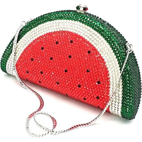 Luxury design Bridal wedding party purses women evening party diamonds fruit watermelon slice clutches full crystal purses