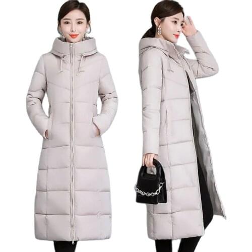 5XL Womens Cotton Coat New 2021 Female Clothing Windbreakers Overcoat Parka Mid Long Zipper Winter Down Cotton Ladies Jacket