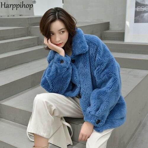 Womens winter warm real Wool fur overcoat with collar coat lady coat jacket overcoats