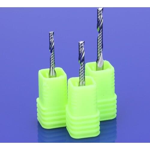 10pcs 3.175X28X55mm 3A TOP One Single Flute Spiral Cutter CNC End Mill Carbide router bit For MDF PVC Wood Carbide Milling Cutte