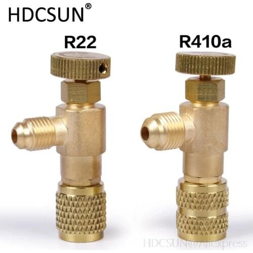2pcs plus liquid safety valve R410A R22 air conditioning refrigerant 1/4 "Safety Adapter Air conditioning repair and fluoride