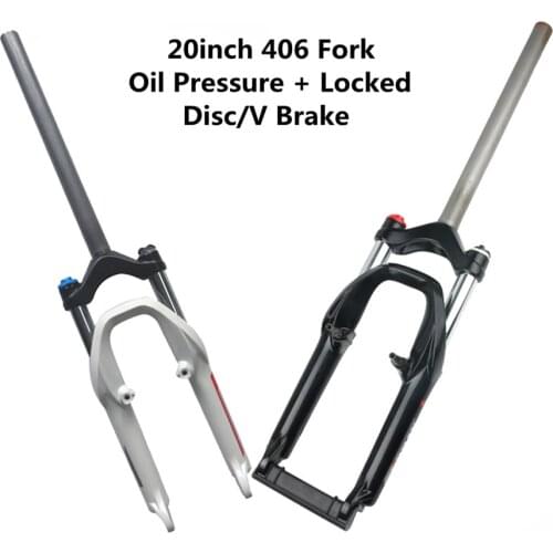 20inch 406 Oil Spring Fork Mountain Bike BMX Folding Bicycle Oil Pressure Locked Shock Absorber Suspension Front Fork Aluminum