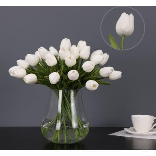 20pcs Wholesale PU Tulip Artificial Flowers for Cemetery Real Touch for Wedding,Room,Home,Party Decoration and Holiday Gift