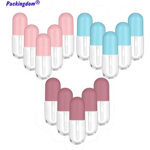 20pcs Cute Capsule Shaped Mini Lip Gloss Tubes Refillable Balm Bottle Clear Empty Lipgloss Containers Rubber Insert Stoppers 3ml