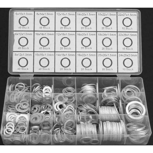 450pc Oil Drain Plug Aluminum Washer Gasket Wear Resistant Assortment W/ Box Kit
