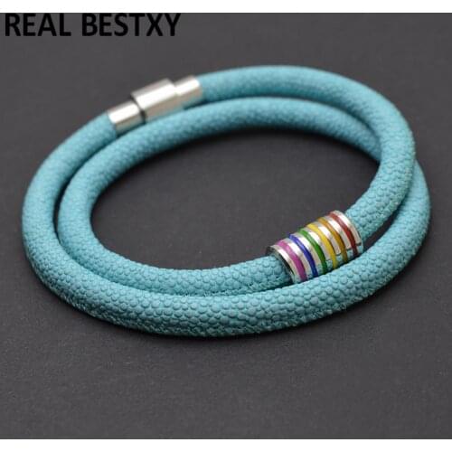 5pcs/lot Pride LGBT Rainbow Unisex Leather Bracelet Gay Pride Jewellery Lesbian Bisexual leather bangle for men gay bracelets