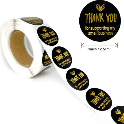 500pcs Black Thank You For Supporting My Small Business Label Stickers Thank You Sticker For Wedding Party Packaging Box Seal