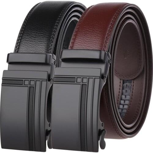 Automatic Buckle Black Belts Luxury Brand Male Genuine Leather Strap Fashion Belts For Men Quality Belt Cummerbunds