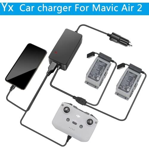 YX Car Charger For DJI Mavic Air 2 Drone Battery with 2 Battery Charging Ports Fast Charging Travel Transport Outdoor Charger