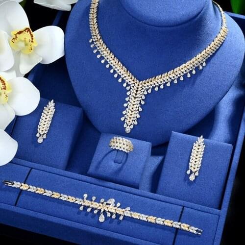 Be 8 Gorgeous 2 Tones Jewelry Set AAA Cubic Zircon Wedding Earring Necklace Set for Lover Brides Popular Jewelry Gift S501