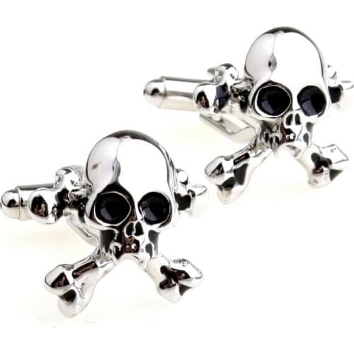 Free Shipping Skull Cuff Links Silver Color Copper Skull Design Best Gift For Men Cuff Links Wholesale&retail