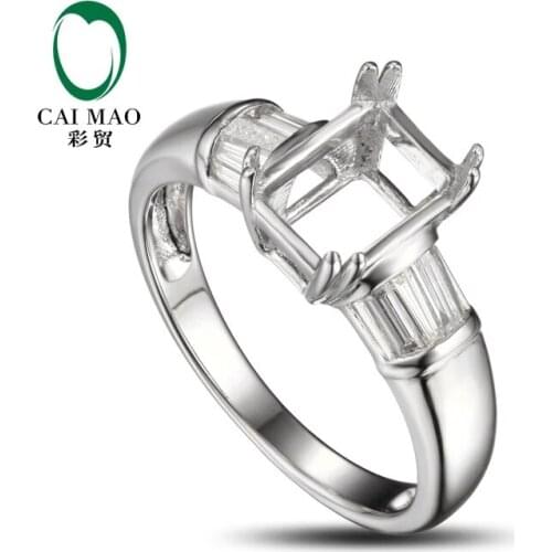 CaiMao Cushion cut Semi Mount Ring Settings & 0.46ct Diamond 14k White Gold Gemstone Engagement Ring Fine Jewelry