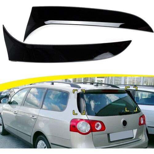 For VW Travel Version Passat B6 Wagon Glossy Black Car Rear Window Side Spoiler Canard Splitter Cover Trm Decoration ABS
