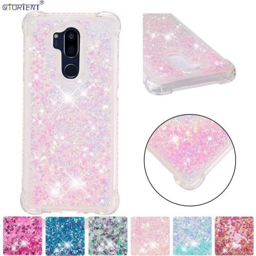 Bling Glitter Case For LG G7 ThinQ Soft Silicone Shockproof Phone Cover LMG710EM LMG710TM Dynamic Liquid Quicksand Bumper Case