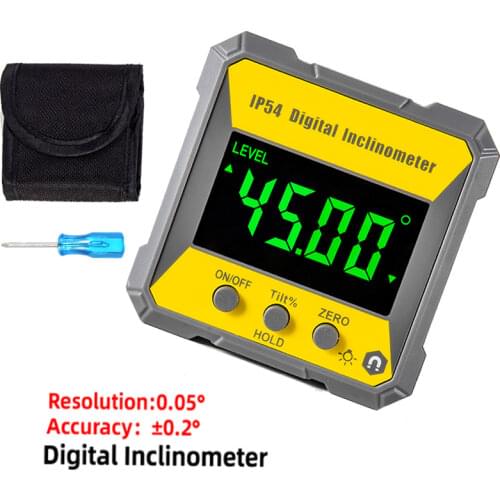 Magnetic Angle Finder Angle Gauge Protractor Inclinometer Clinometer hold function Bevel Box with Digital LCD backlight
