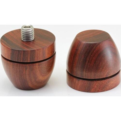 4PCS Ebony Rosewood Speaker Spikes Stand Feet Wood Amplifier Hifi Rack Chassis Isolation Foot Cone Adjustable Damping Nail M8