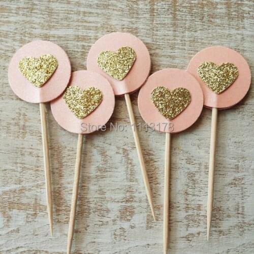 Cheap hearts cupcake toppers picks Birthday Cupcake Topper, wedding bridal shower baby shower party cake topper